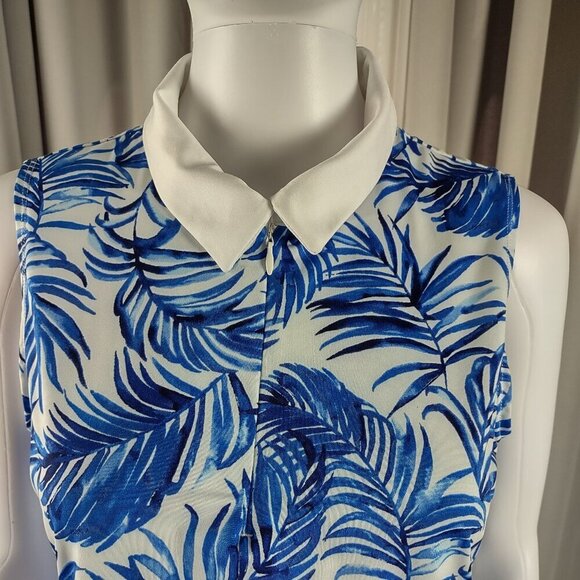 Tommy Bahama Golf Active Sleeveless Polo in Sea Palm Blue & White Size M - Picture 3 of 11